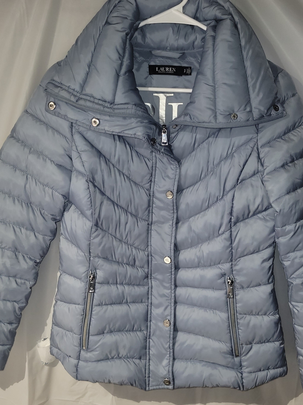 Lauren Ralph Lauren Women's Light Blue Quilted Puffer Jacket Size Small